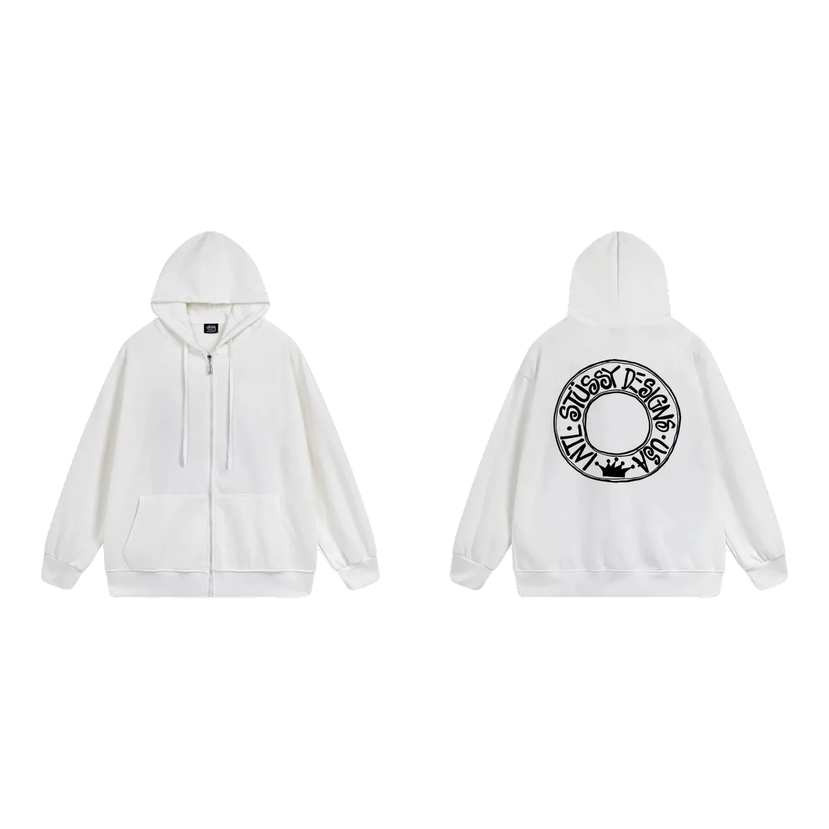 Stussy White Zip Hoodie