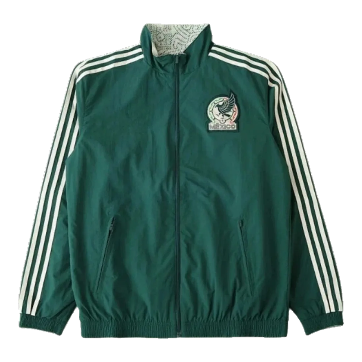 On Dark Green Windbreaker