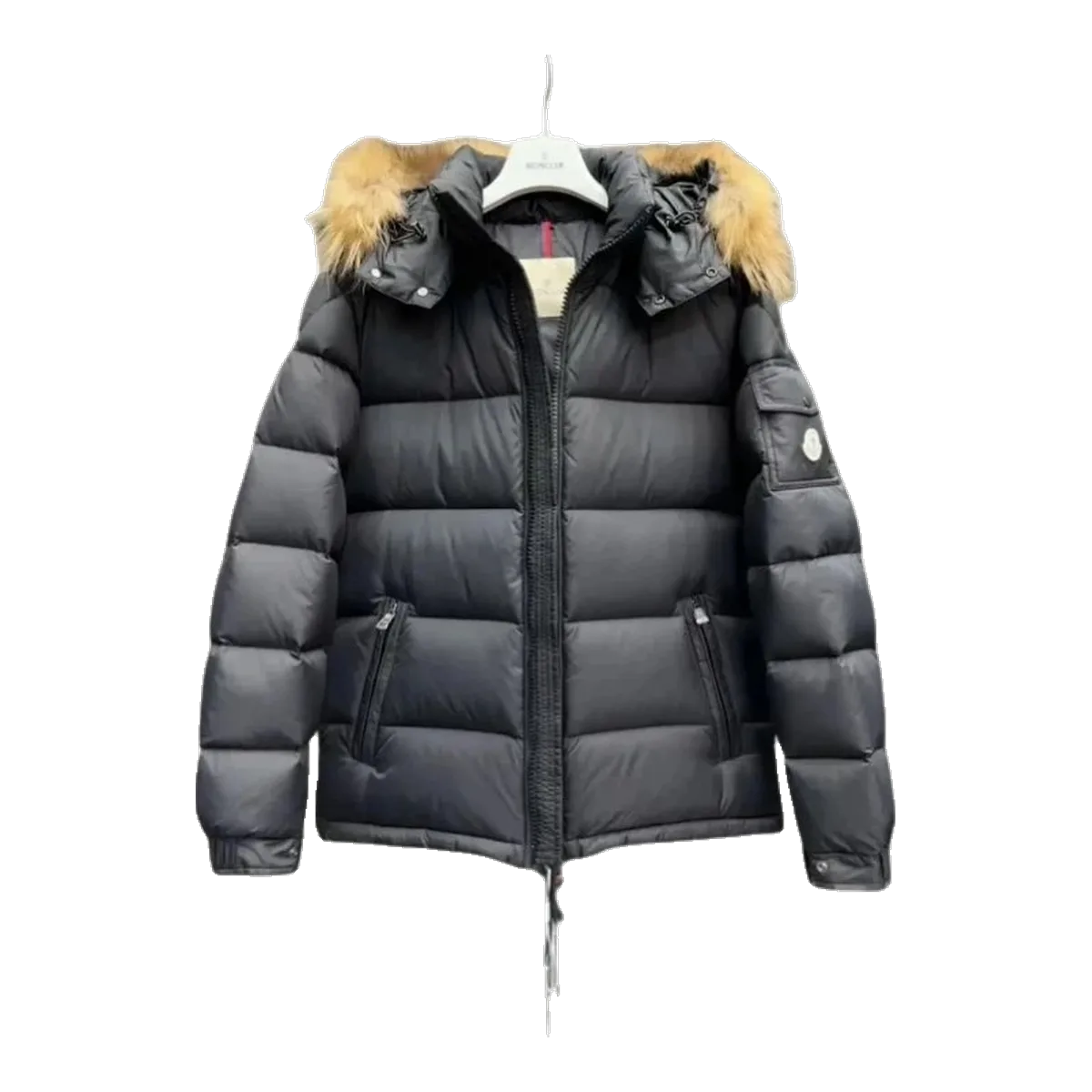 Moncler Navy Fur Hood Down Jacket