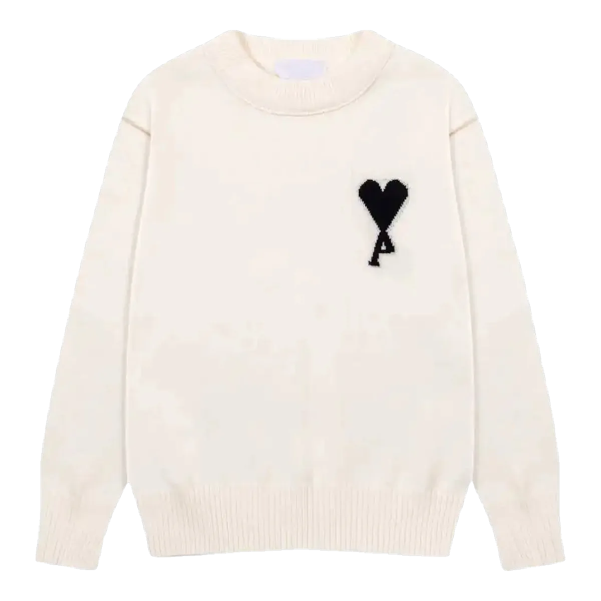 Ami White Sweater Black Heart