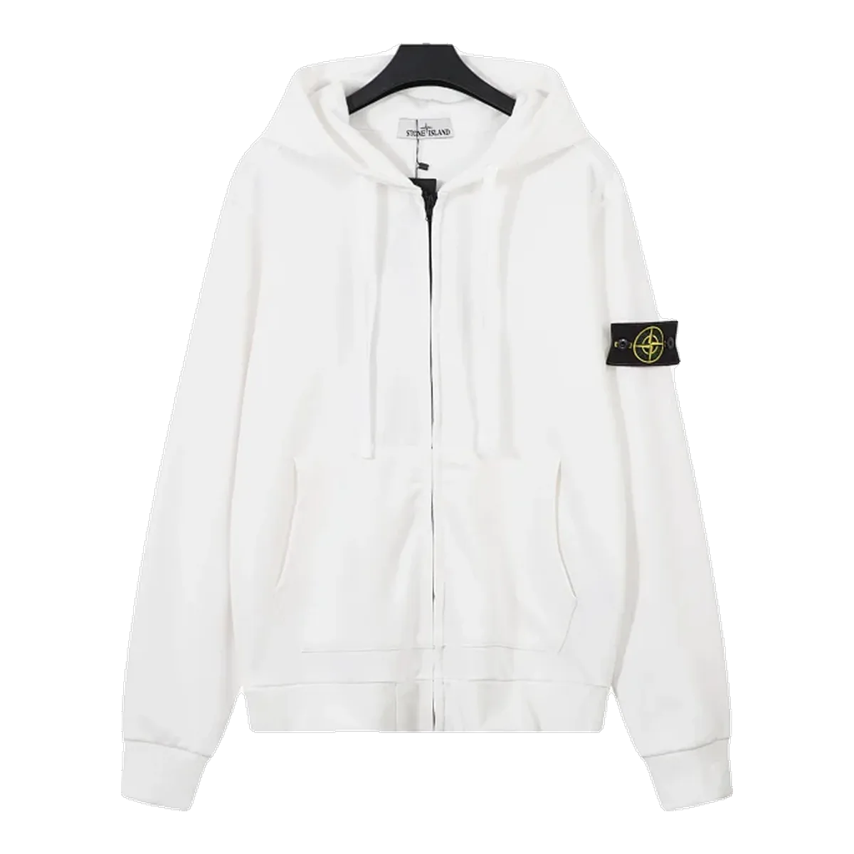 Stone Island White Zip Hoodie