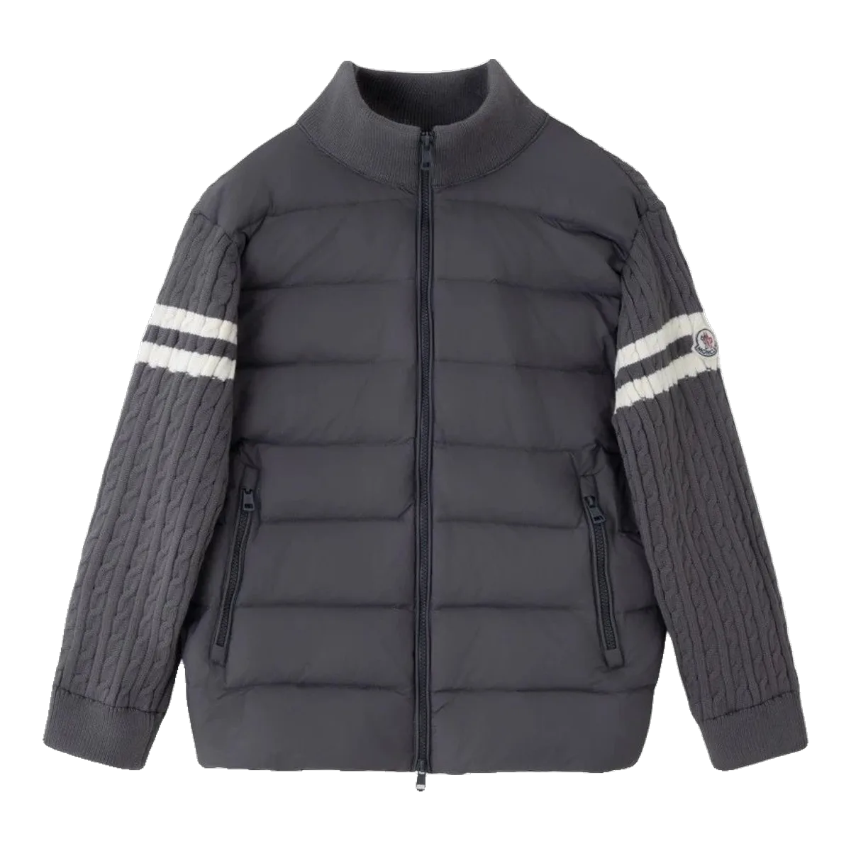 Moncler Grey White Stripe Down Jacket