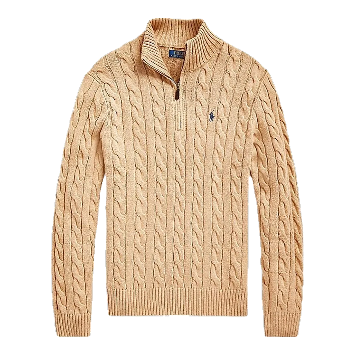 Ralph Lauren Cable Knit Quarter Zip Tan