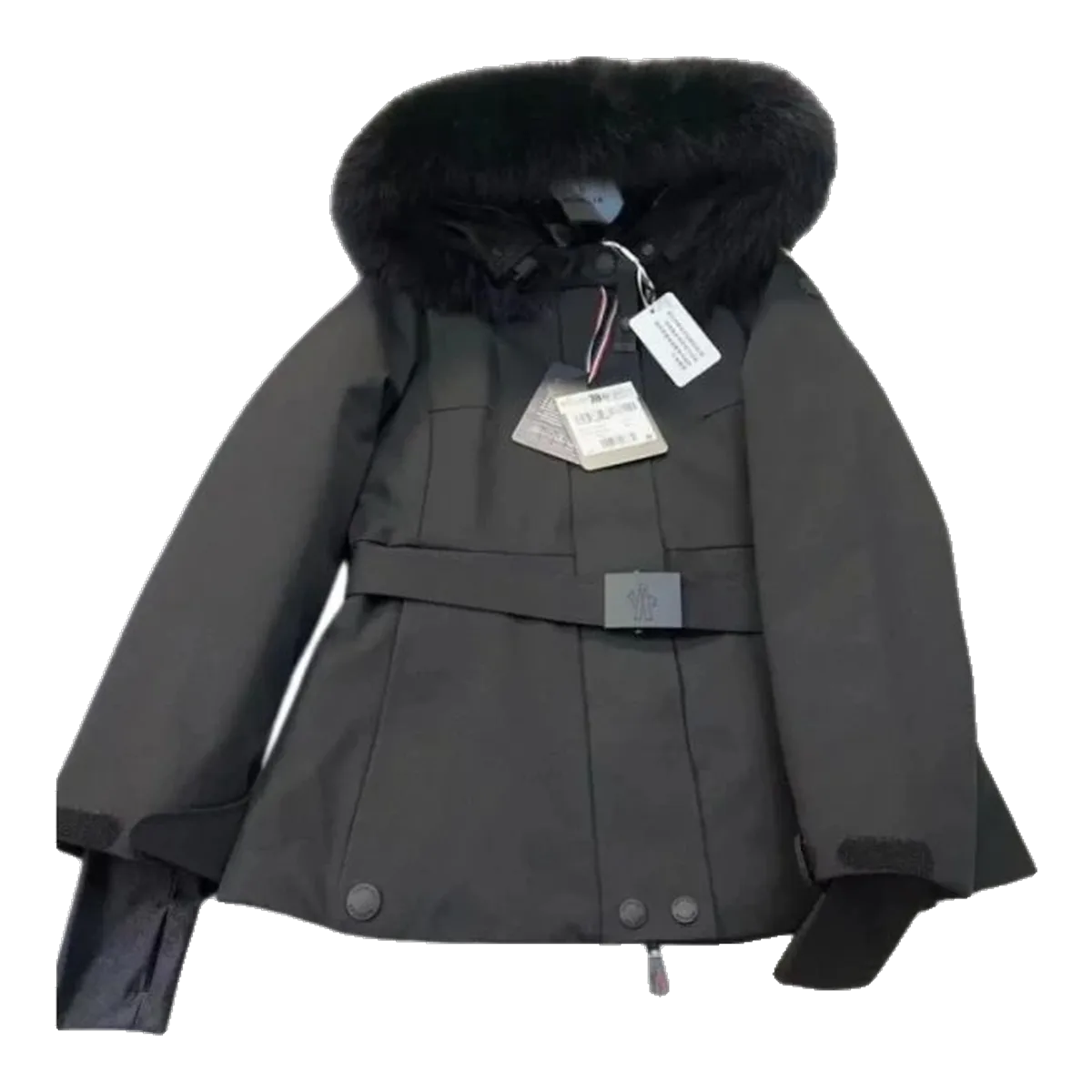 Moncler Black Fur Hood Down Jacket