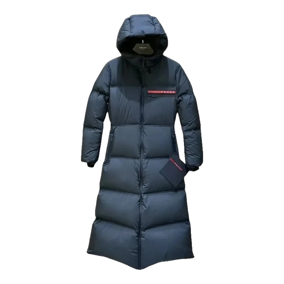 Prada Long Down Coat Blue