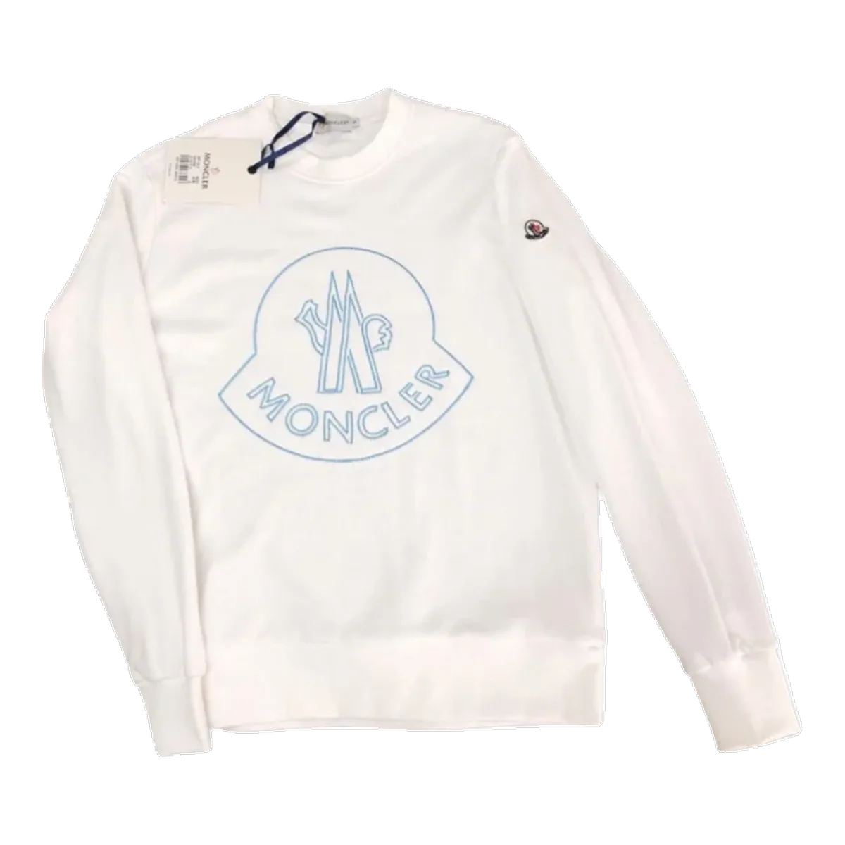 Moncler White Blue Logo Sweatshirt