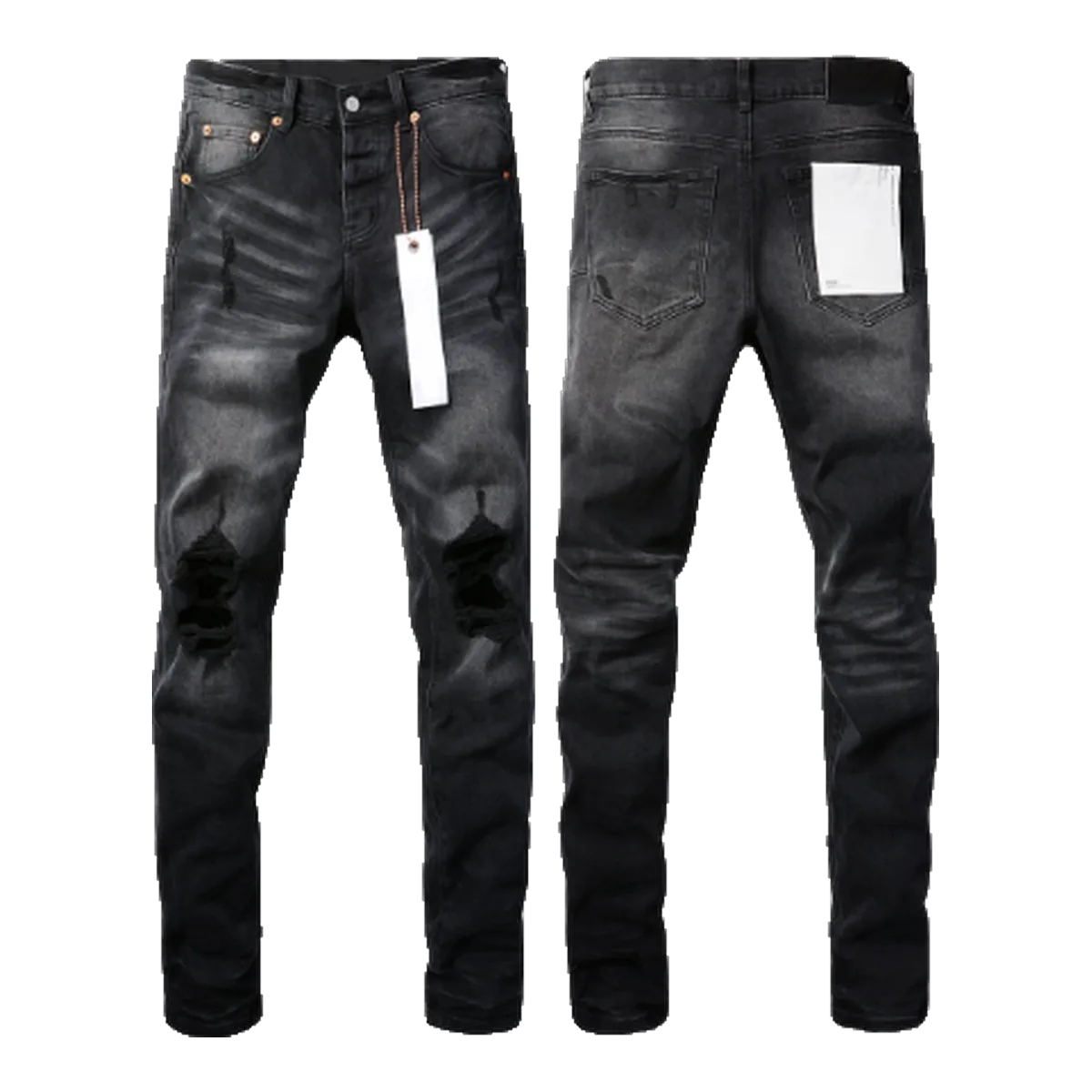 Purple Distressed Jeans Black