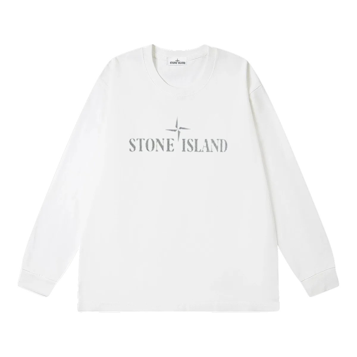 Stone Island Text Logo Long Sleeve White