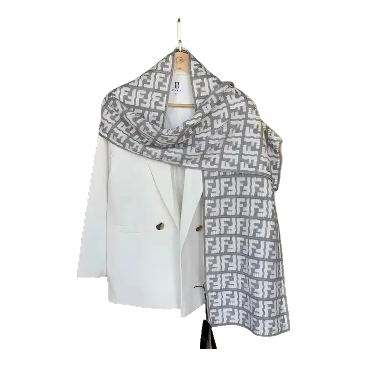 Fendi White FF Scarf