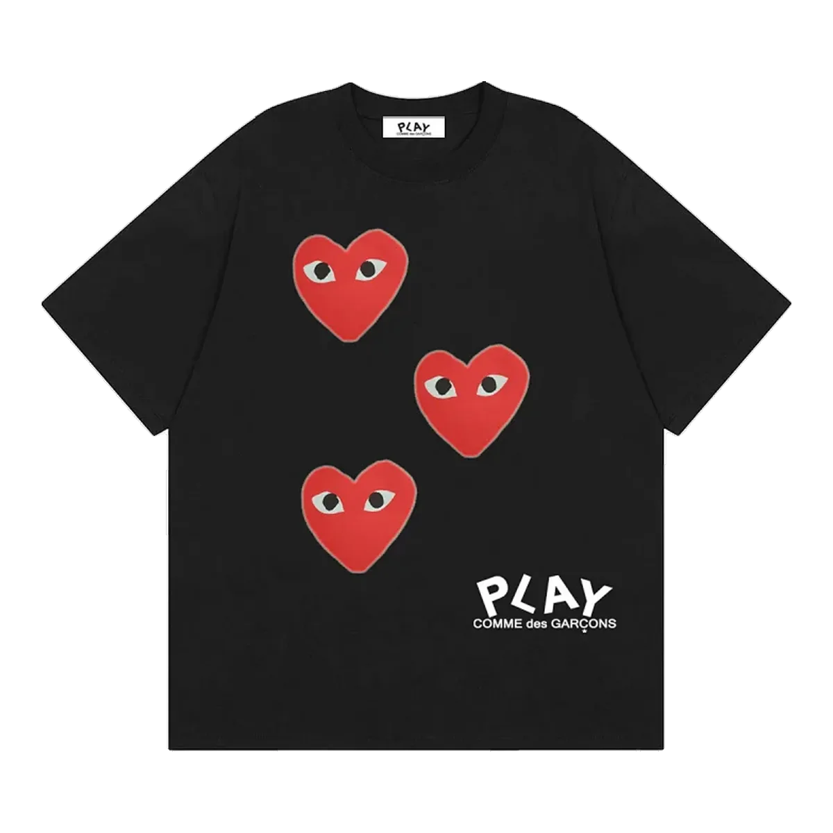 Cdg Play Hearts Tee Black