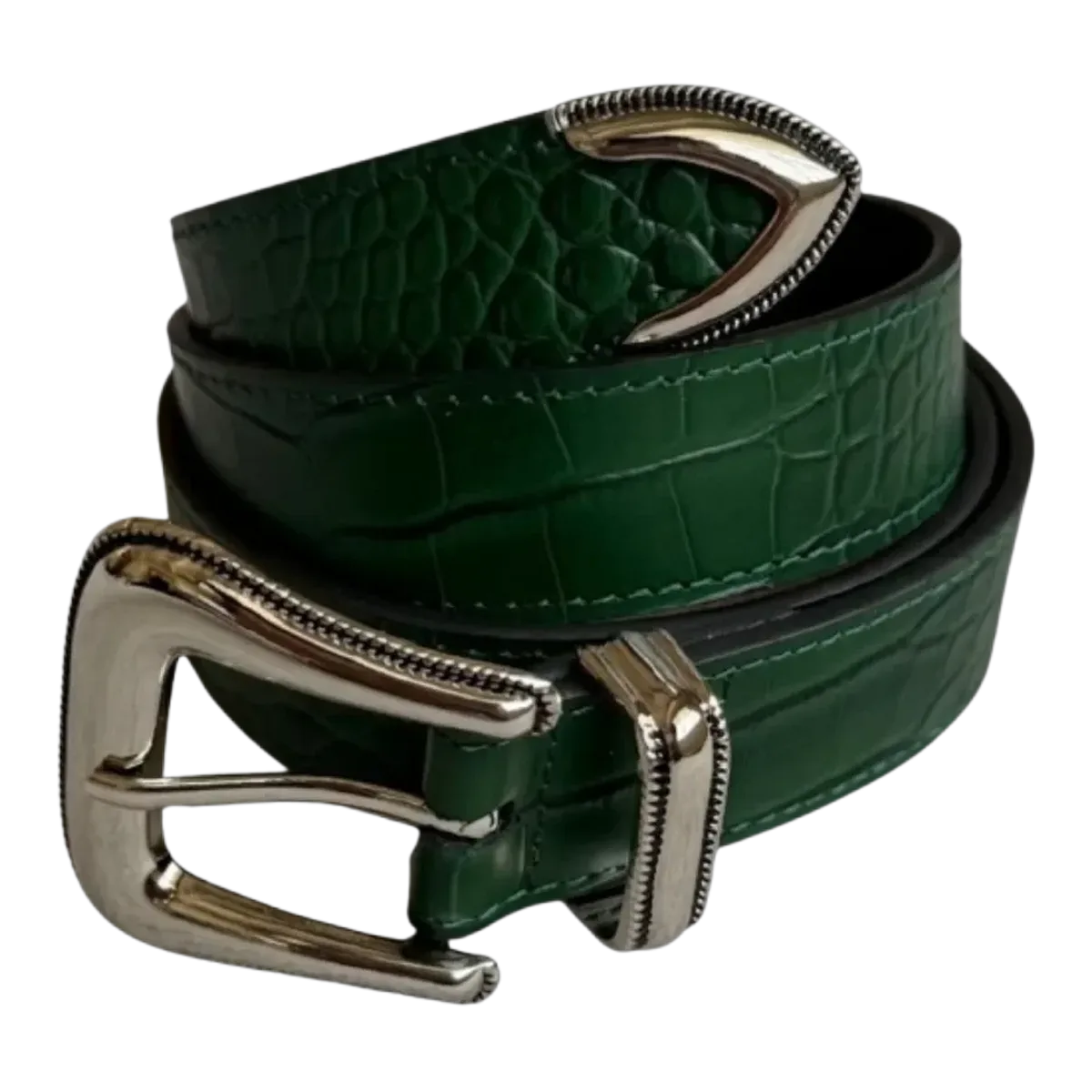 Fyredwrld Green Croc Leather Belt