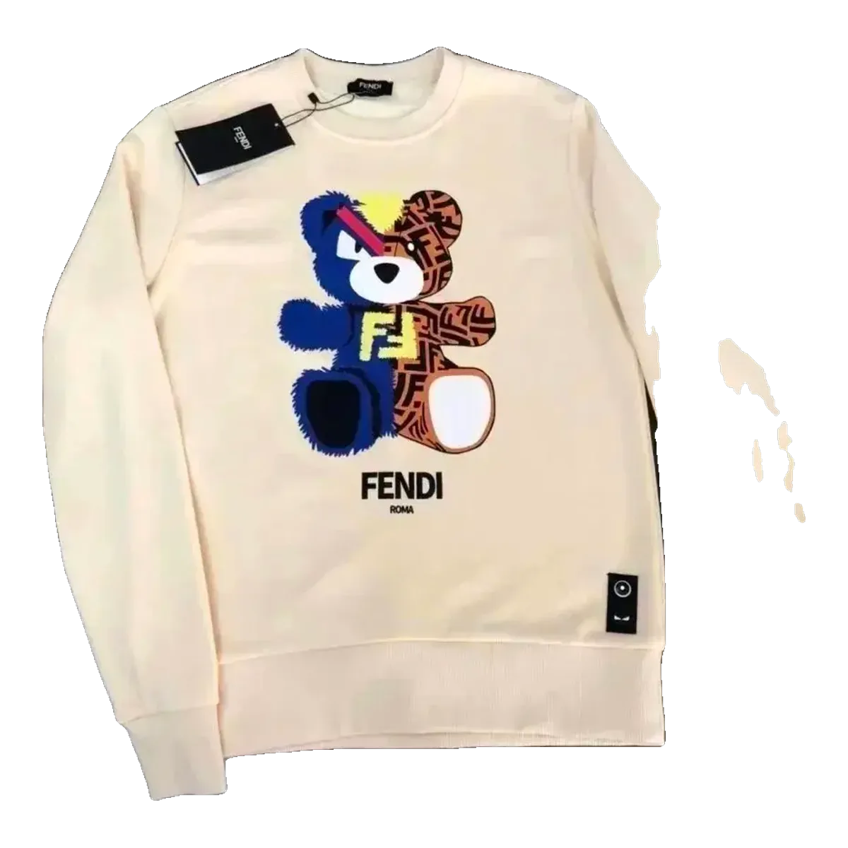 Fendi Bear Print Sweater Cream