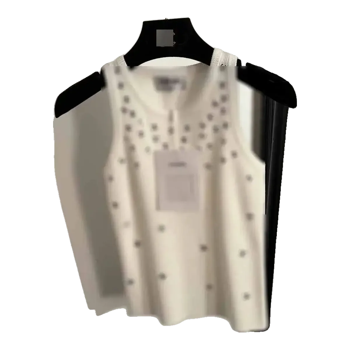 Chanel Embellished Knit Top Cream