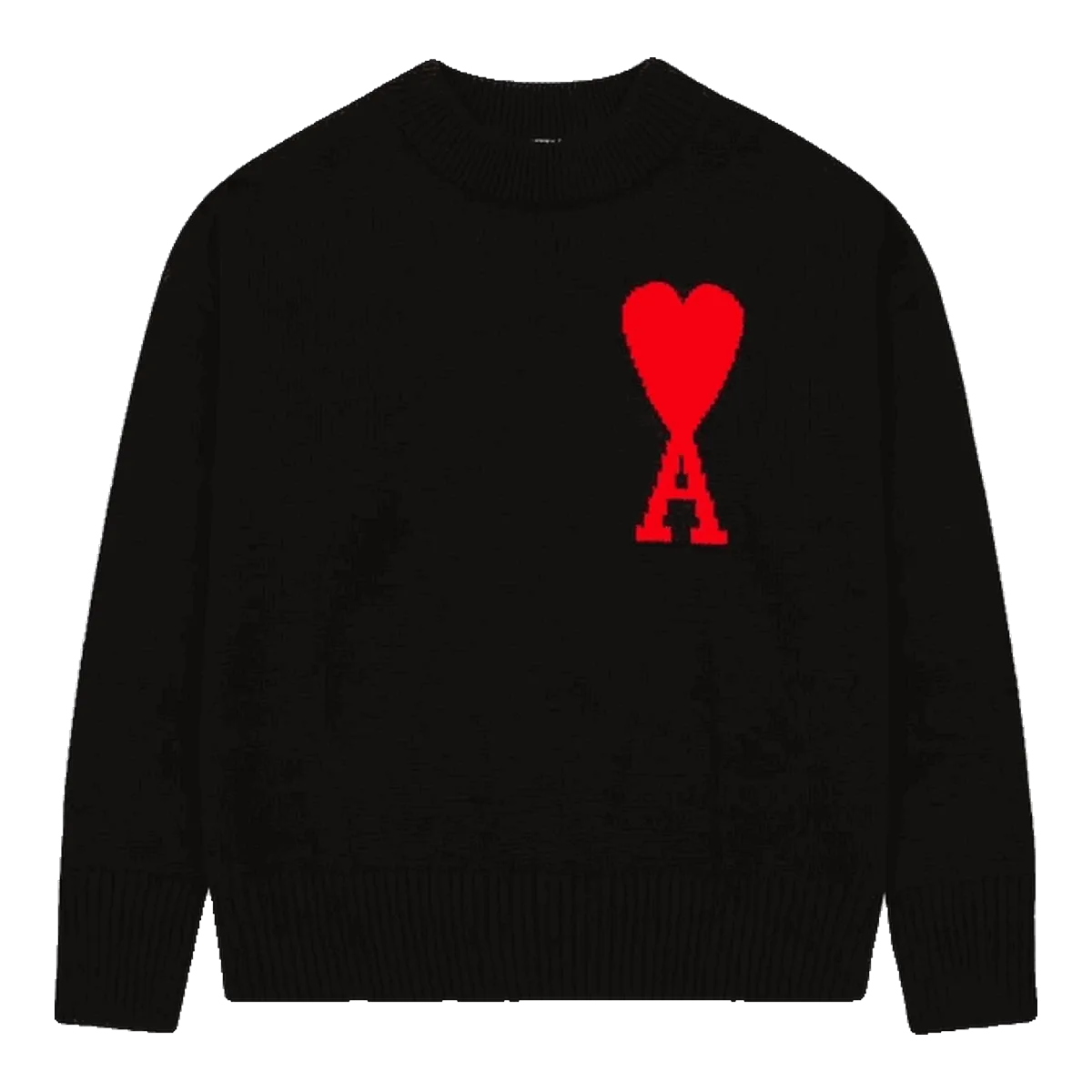 Ami Paris Heart Logo Sweater Black