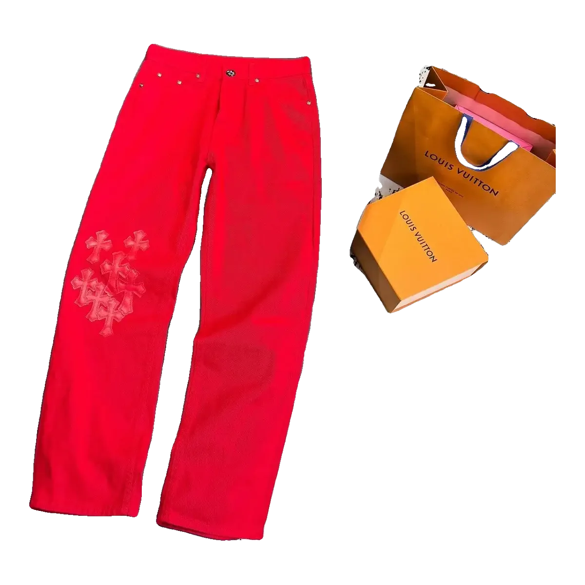 Chrome Hearts Jeans Red