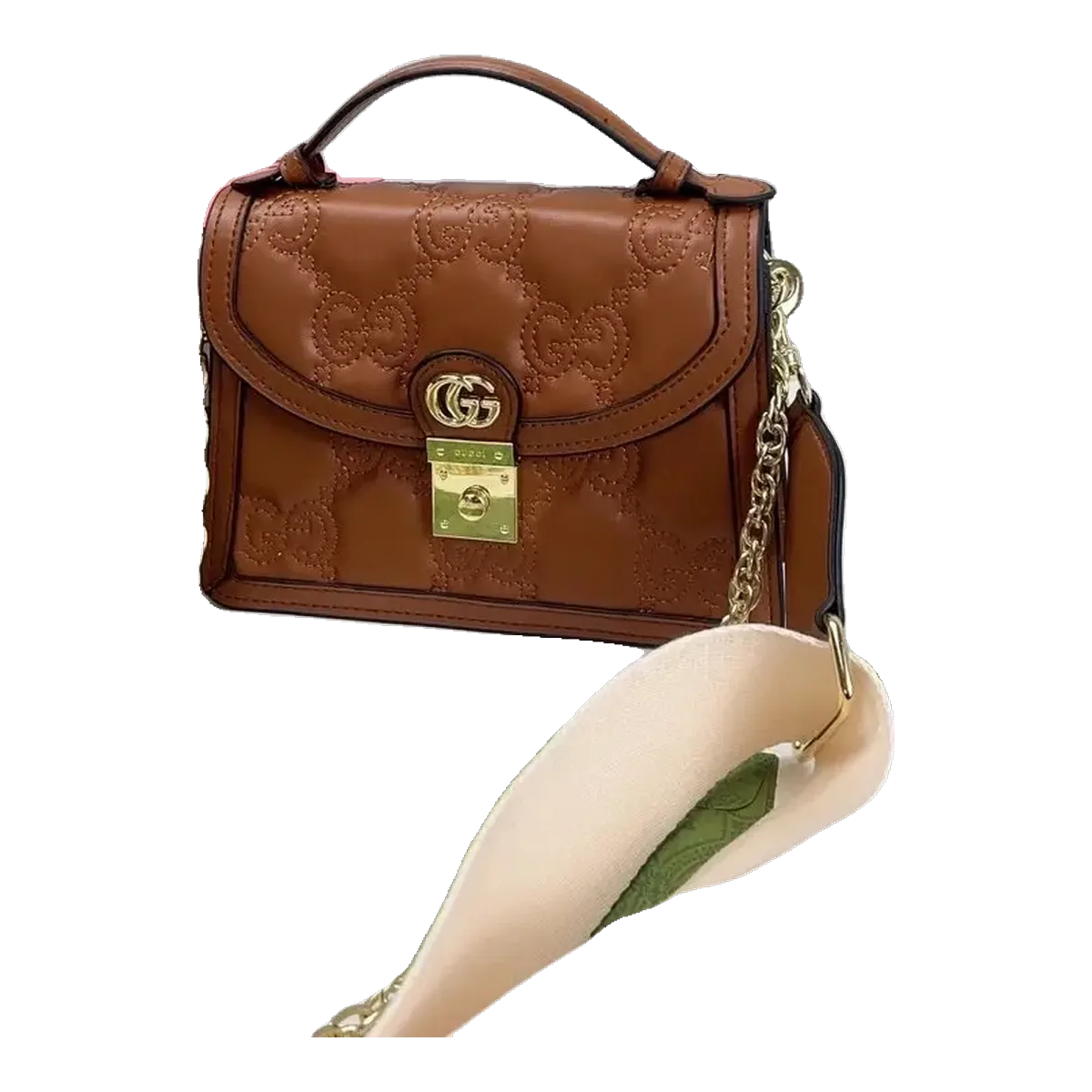 Gucci Leather Top Handle Bag Brown