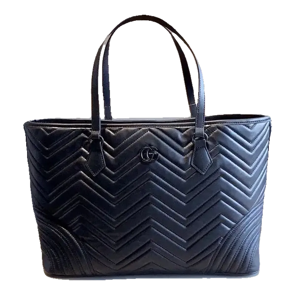 Gucci Marmont Chevron Tote Navy
