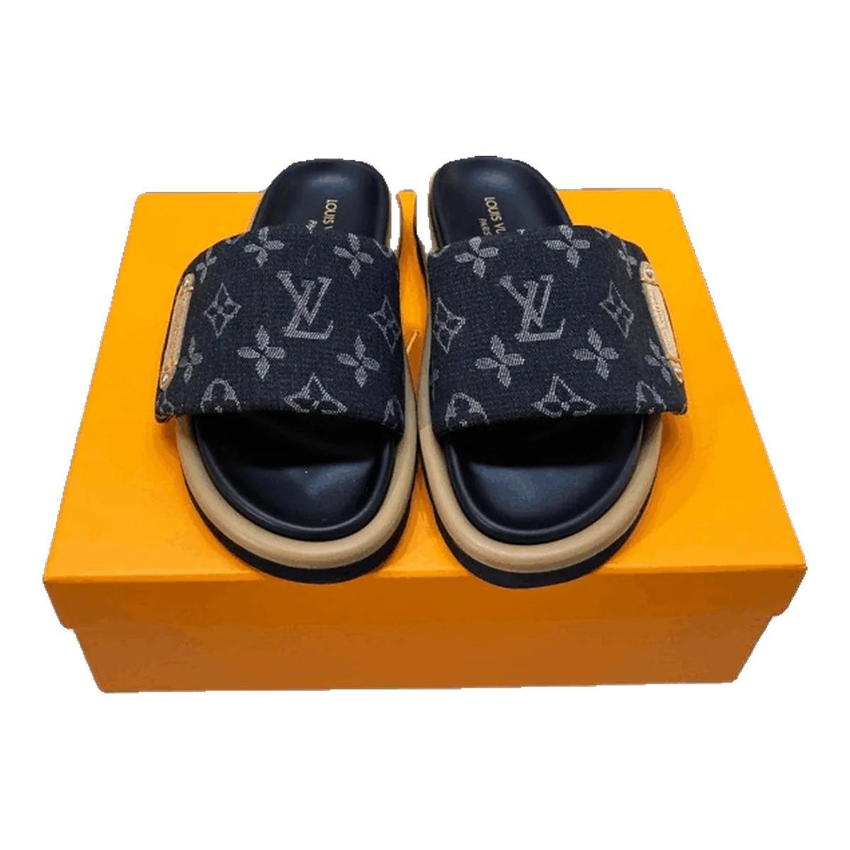 Louis Vuitton Monogram Slippers Navy