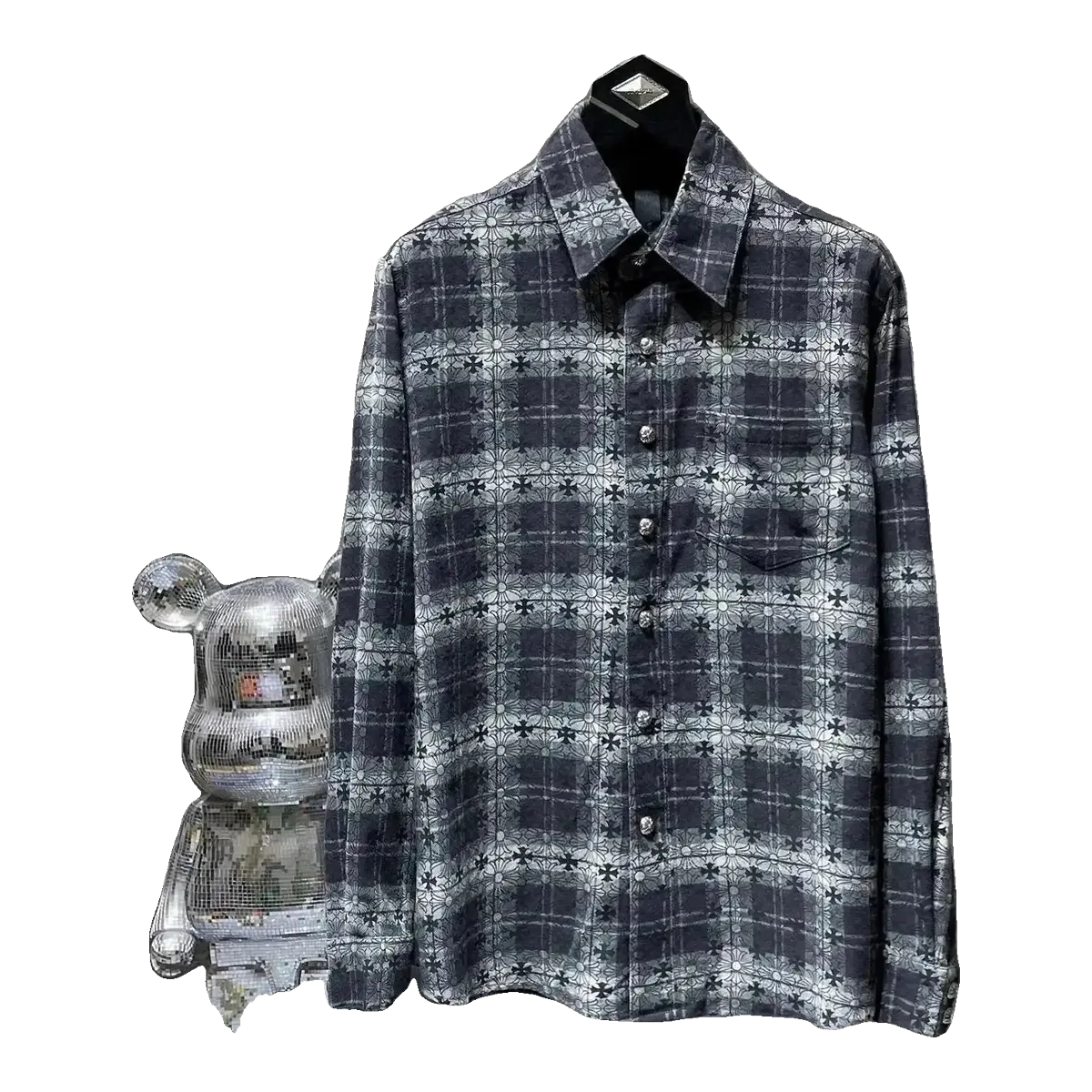 Chrome Hearts Navy Plaid Shirt