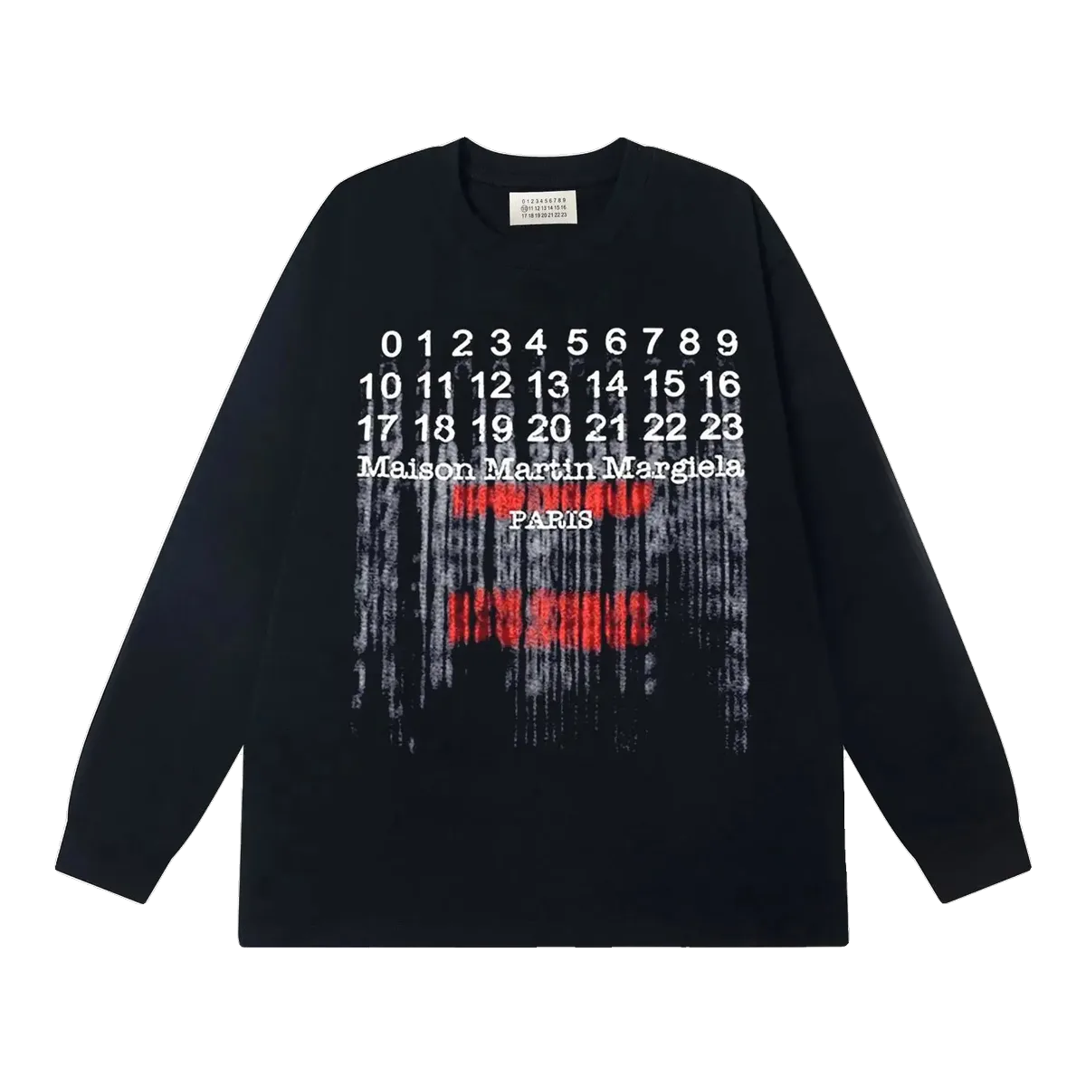 Maison Margiela Numbers Print Long Sleeve Black