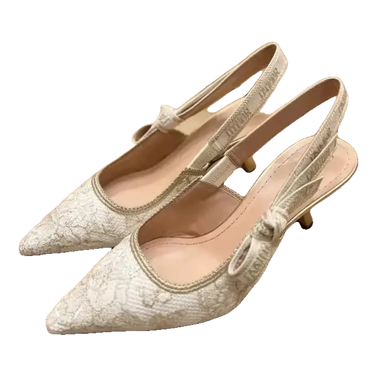 Dior Embellished Slingback Heels White