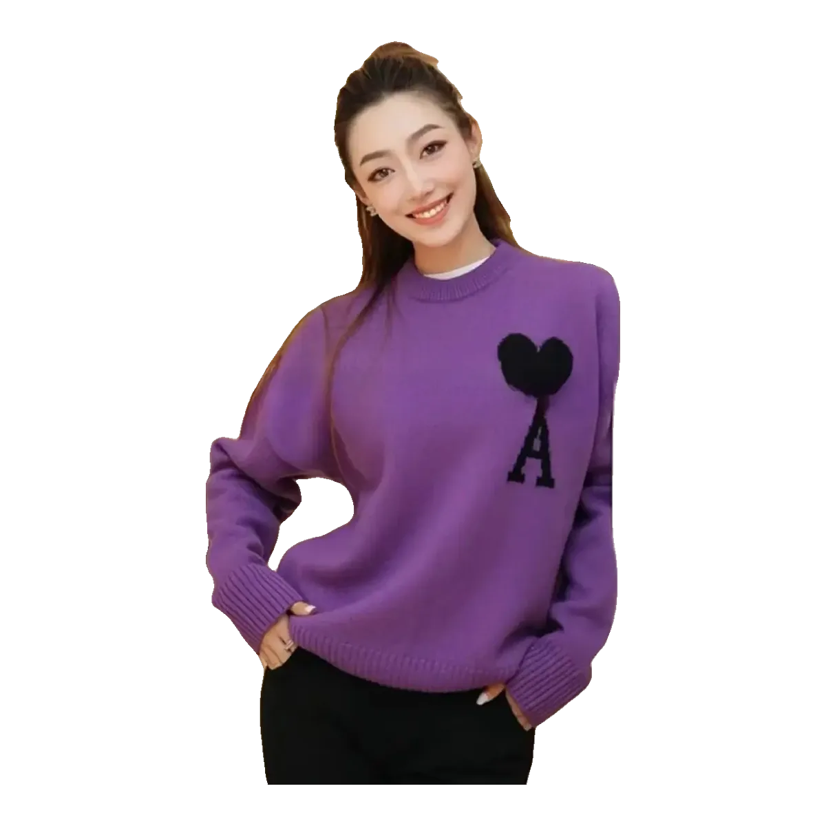 Ami Purple Heart Sweater