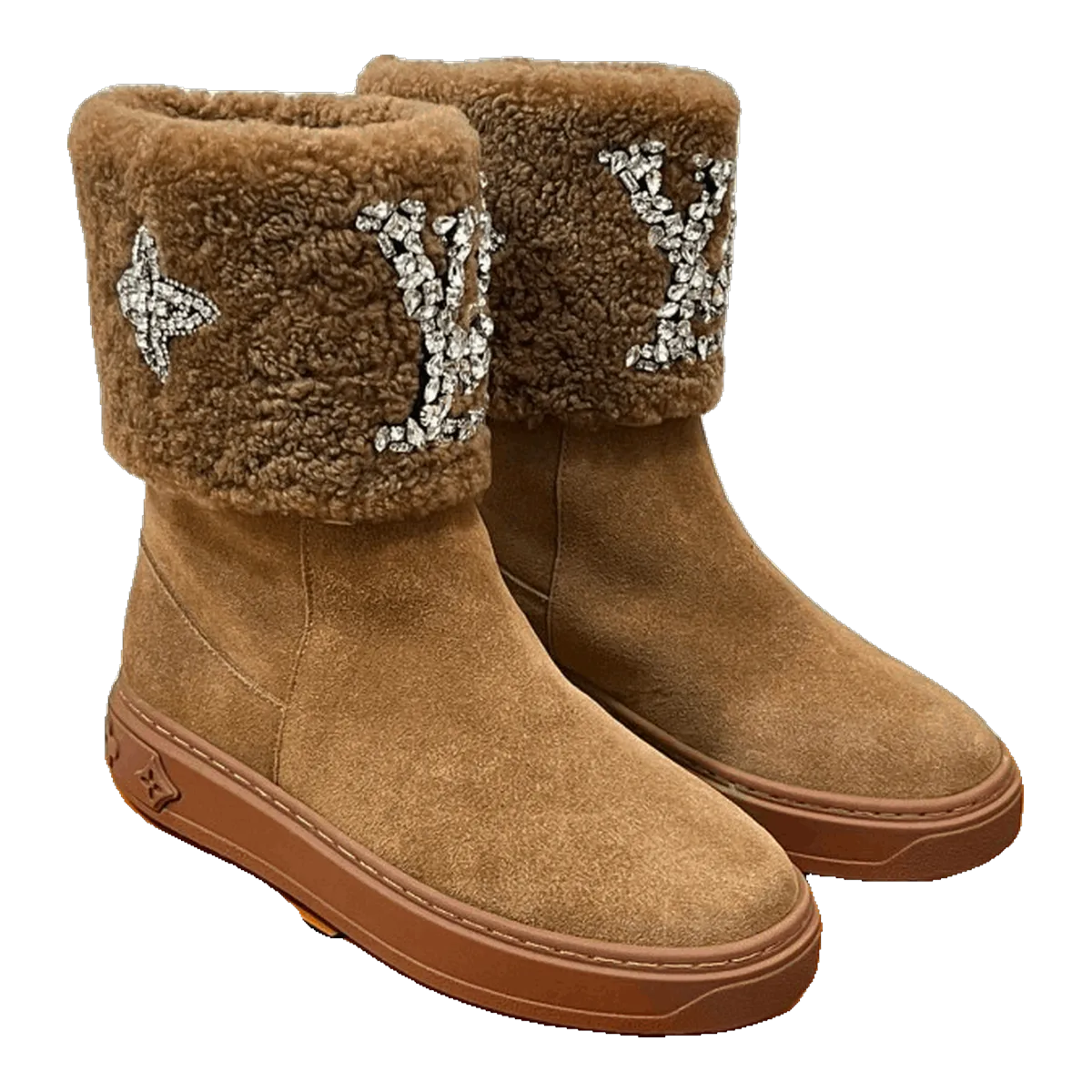 Louis Vuitton Shearling Ankle Boots Tan
