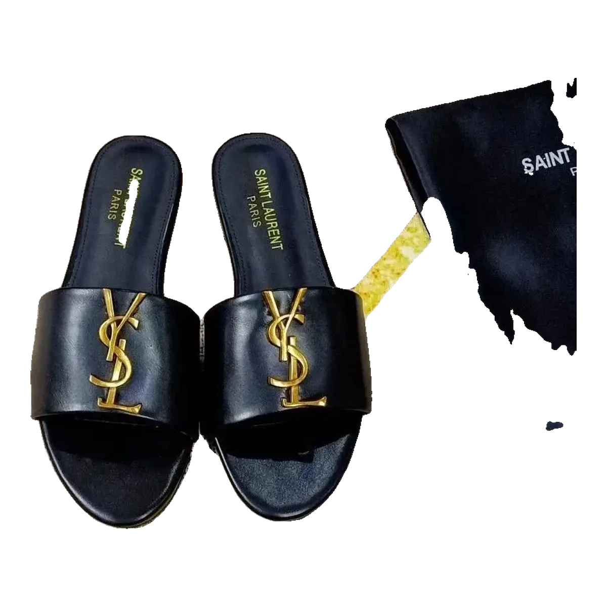 Saint Laurent Black Logo Sandals