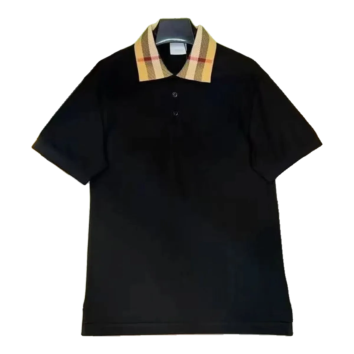 Burberry Polo Shirt Black Check Collar