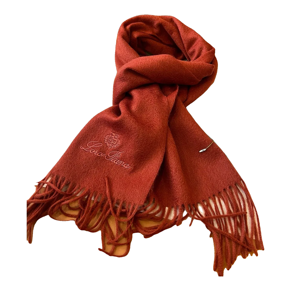 Loro Piana Red Fringe Scarf