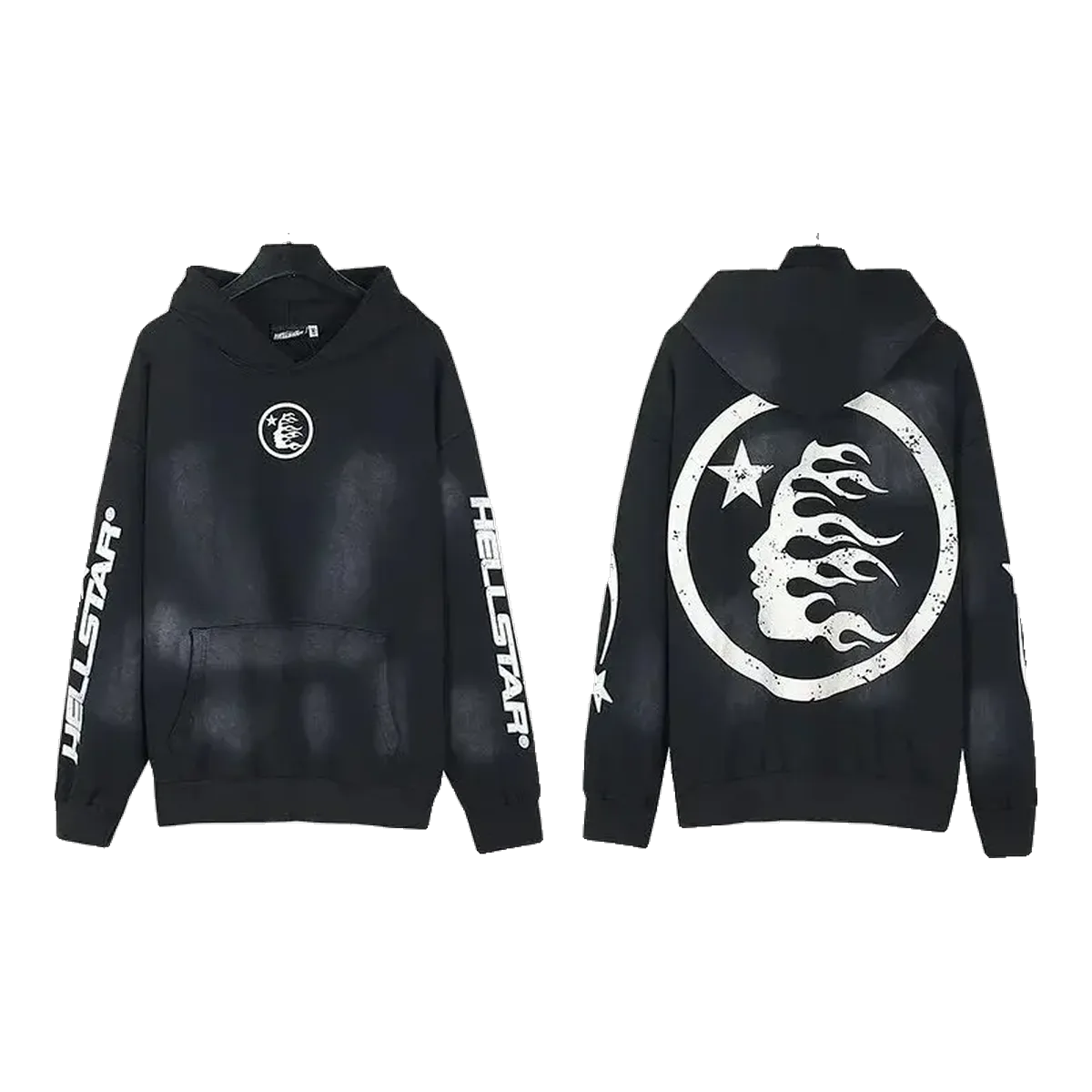 Hellstar Flame Moon Hoodie Black