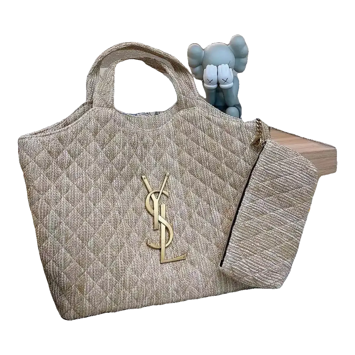 Saint Laurent Grey Quilted Tote Bag
