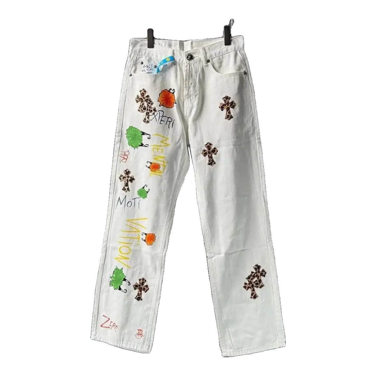 Chrome Hearts Cross Patch Jeans White