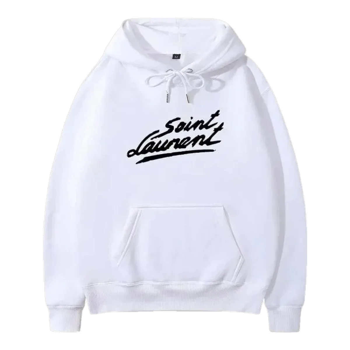 Saint Laurent White Script Logo Hoodie