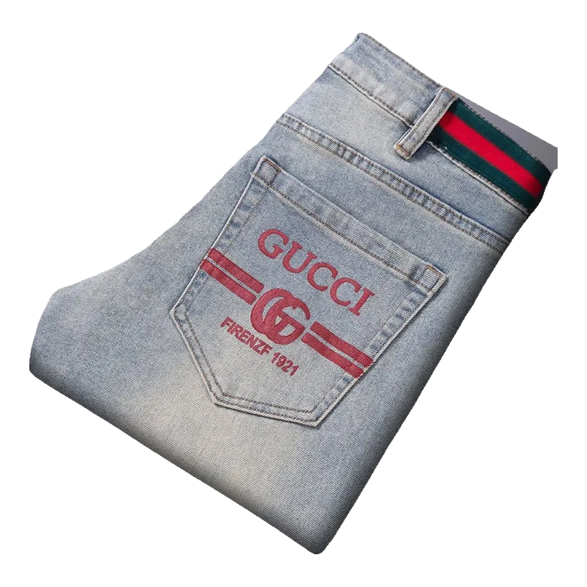 Gucci Light Wash Logo Jeans