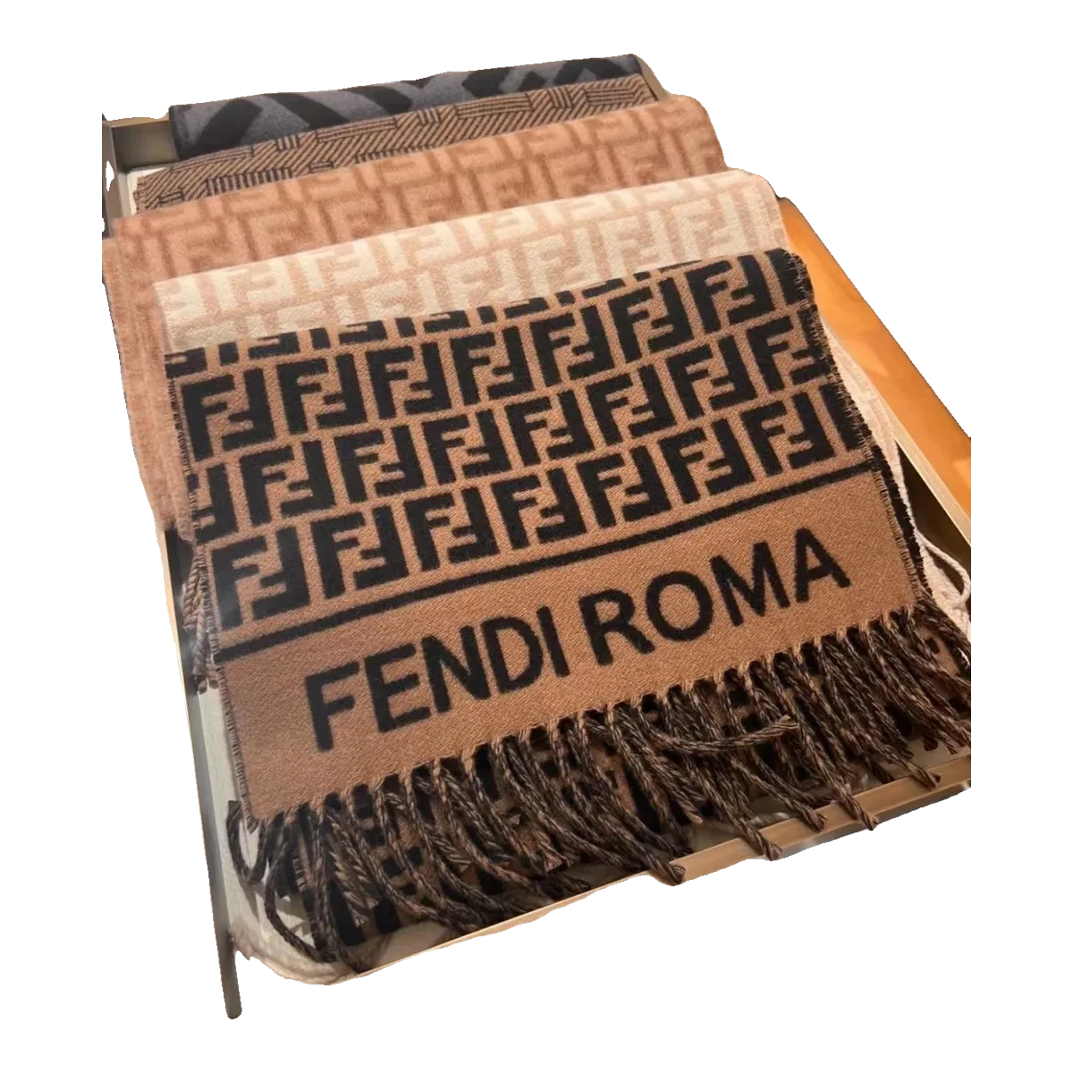 Fendi FF Monogram Scarf Brown