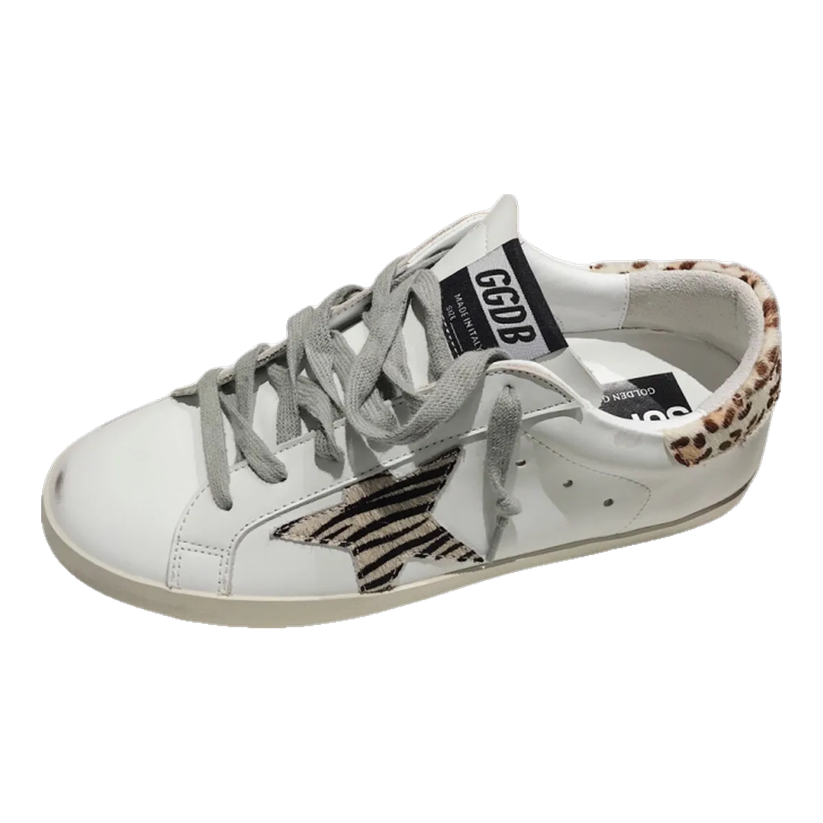 Golden Goose White Leopard Sneakers