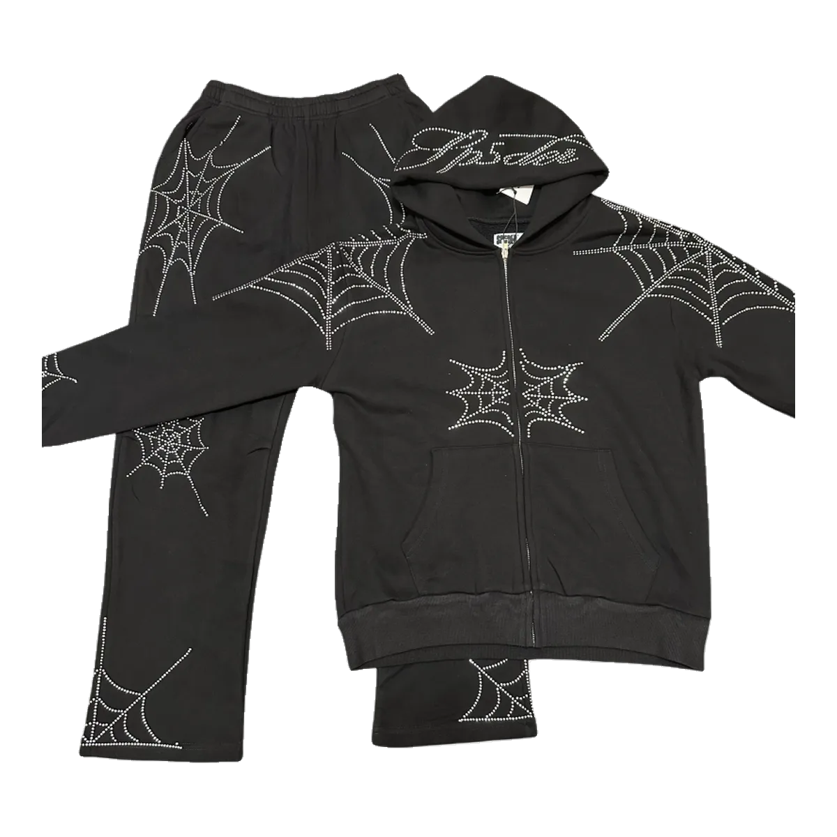 Sp5der Black Webbed Tracksuit