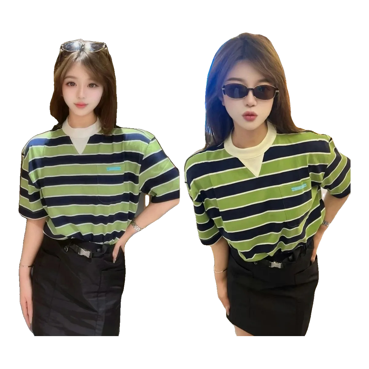Prada Green Striped Polo Shirt
