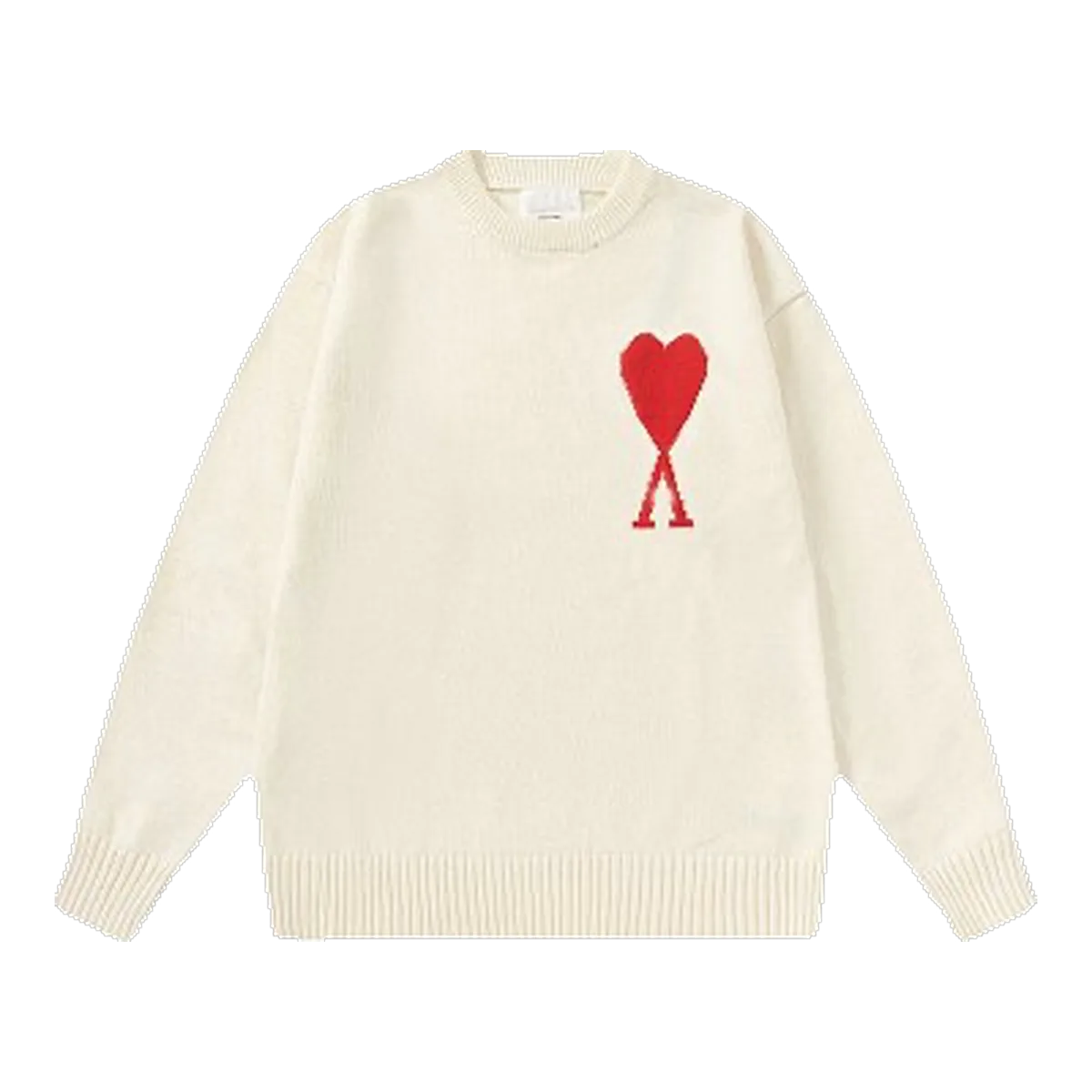 Ami Paris Cream Heart Sweater