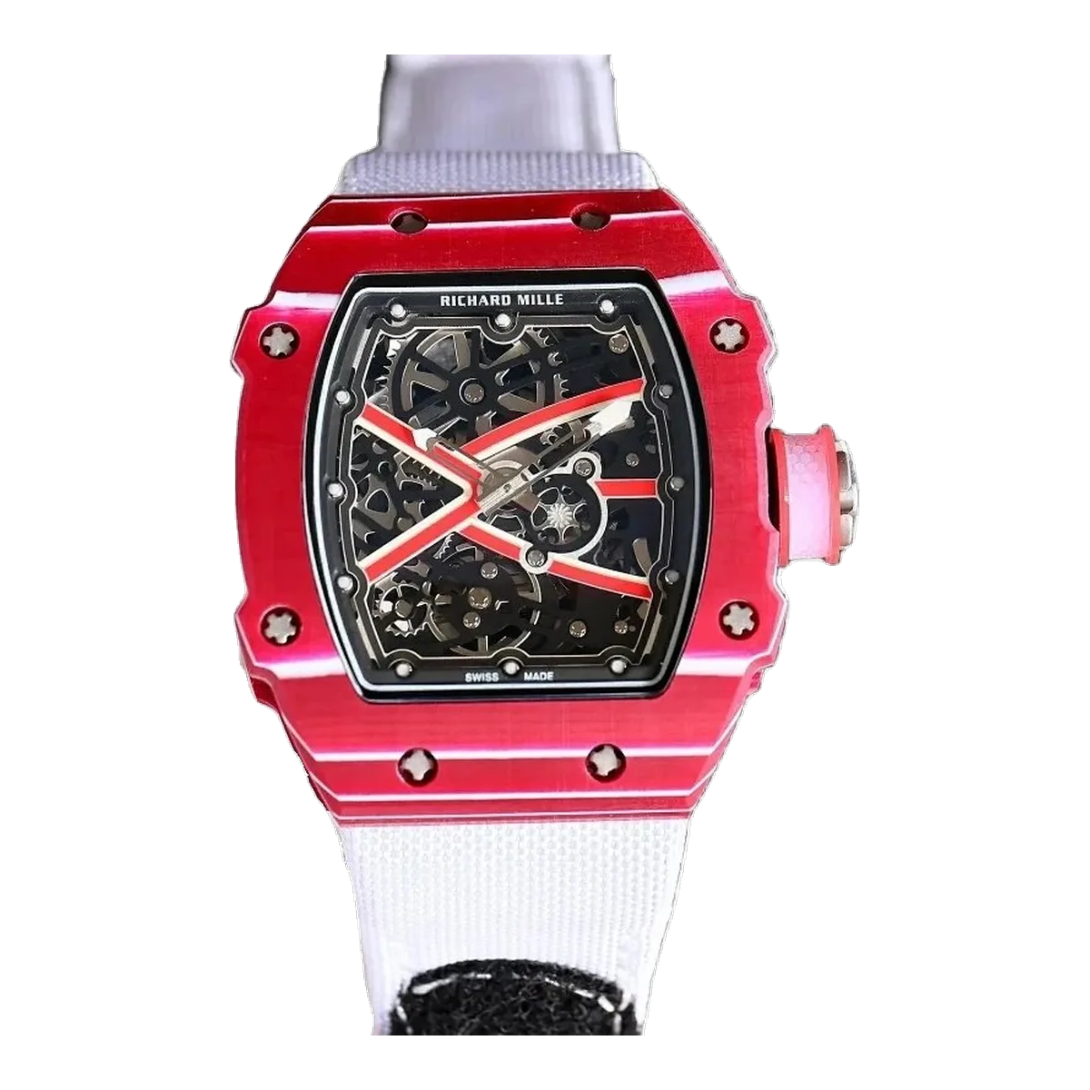 Richard Mille Red Skeleton Chronograph Watch