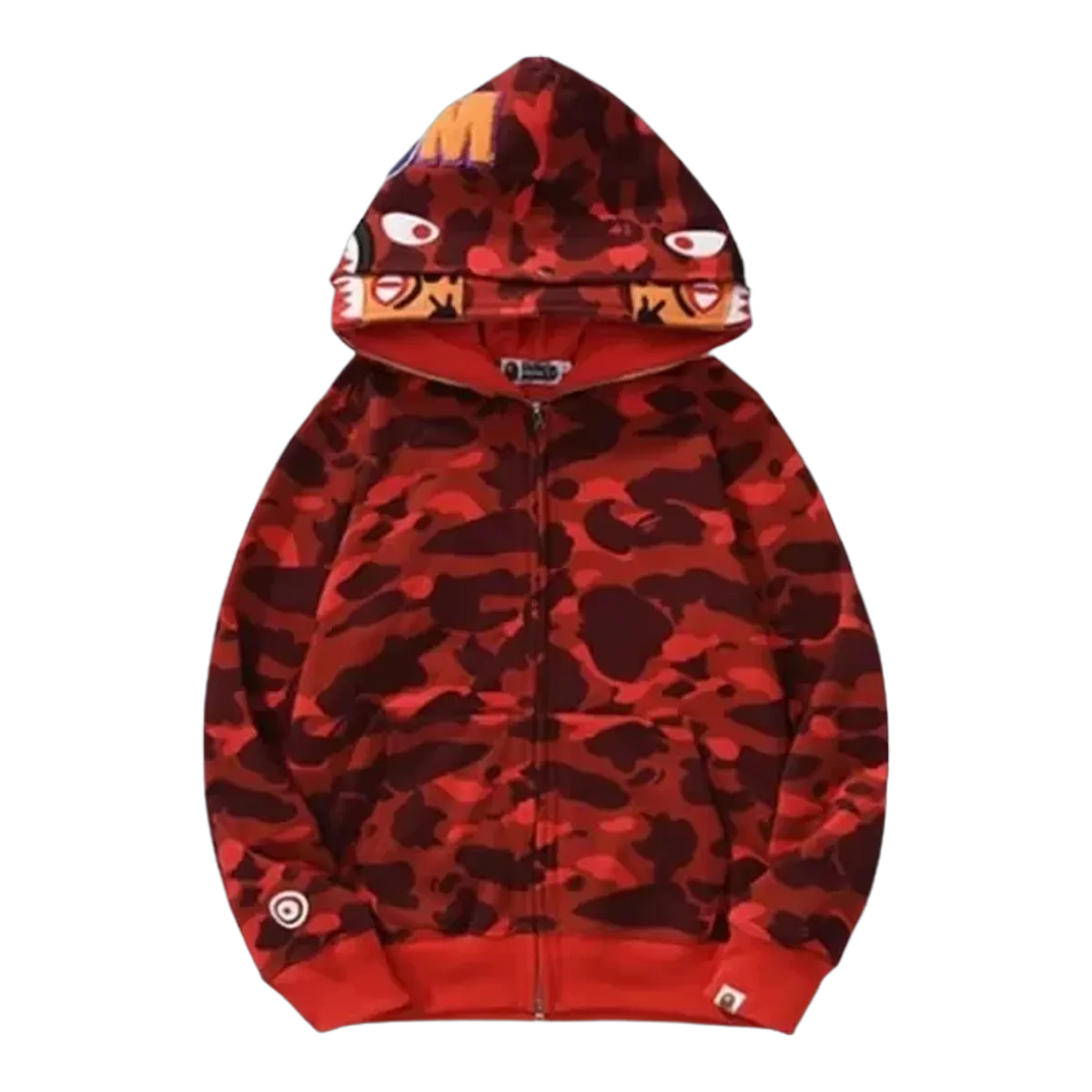 Bape Shark Zip Hoodie Red Camo