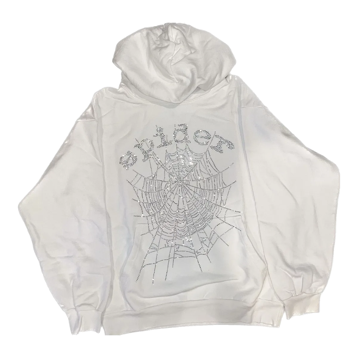 Sp5der White OG Rhinestone Hoodie