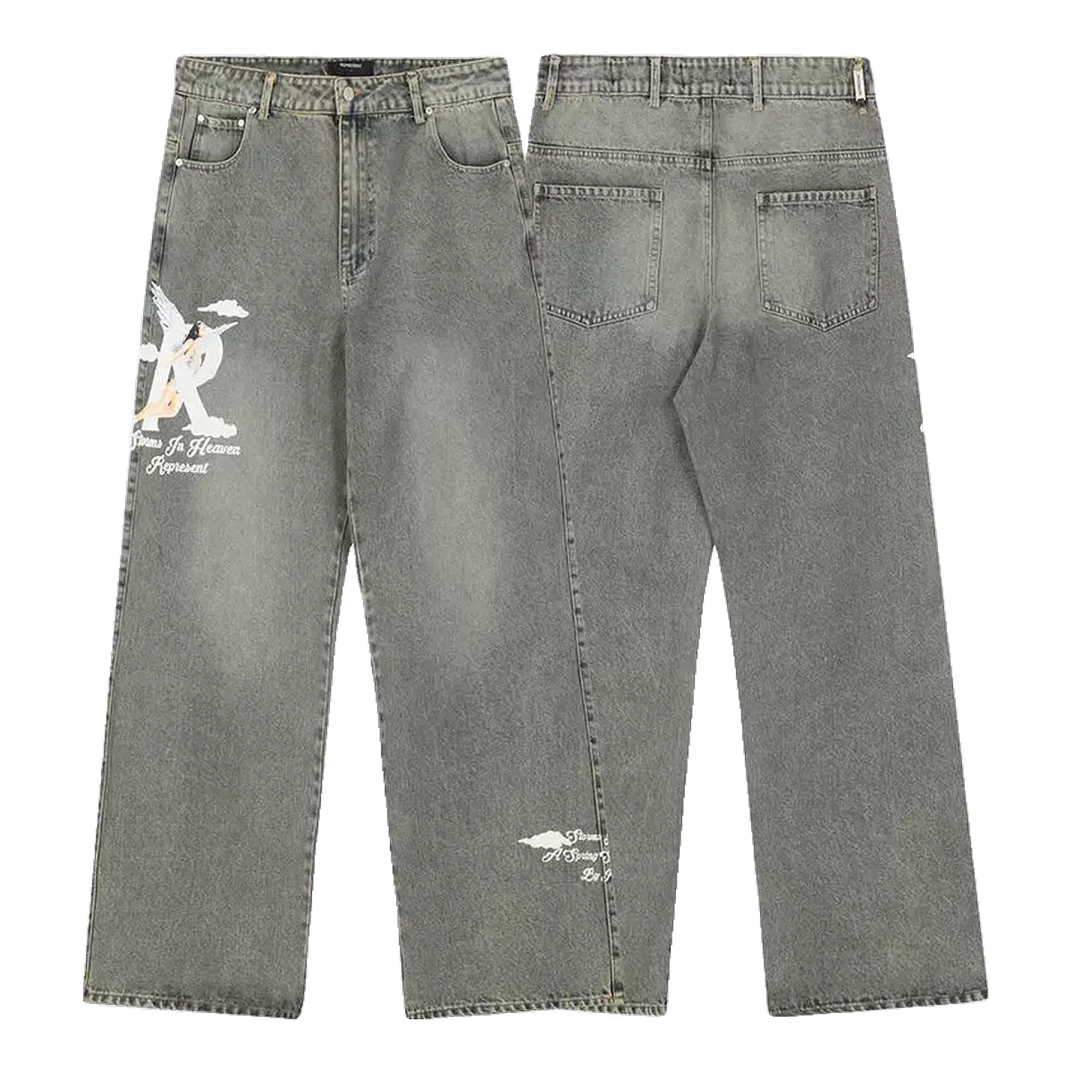 Represent Denim Shorts Grey