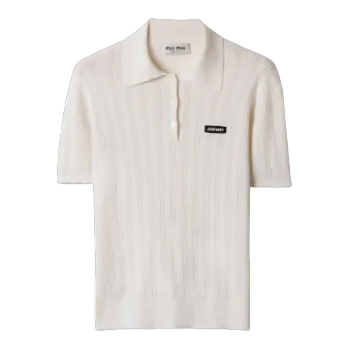 Miu Miu Cream Knit Polo Shirt