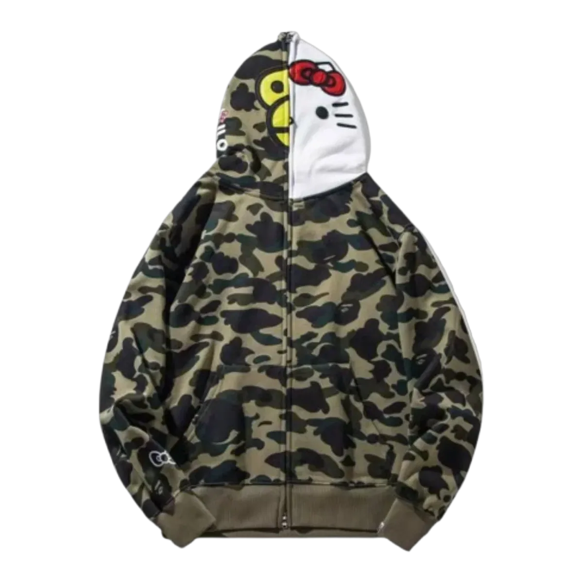 Bape Hello Kitty Zip Hoodie Green Camo