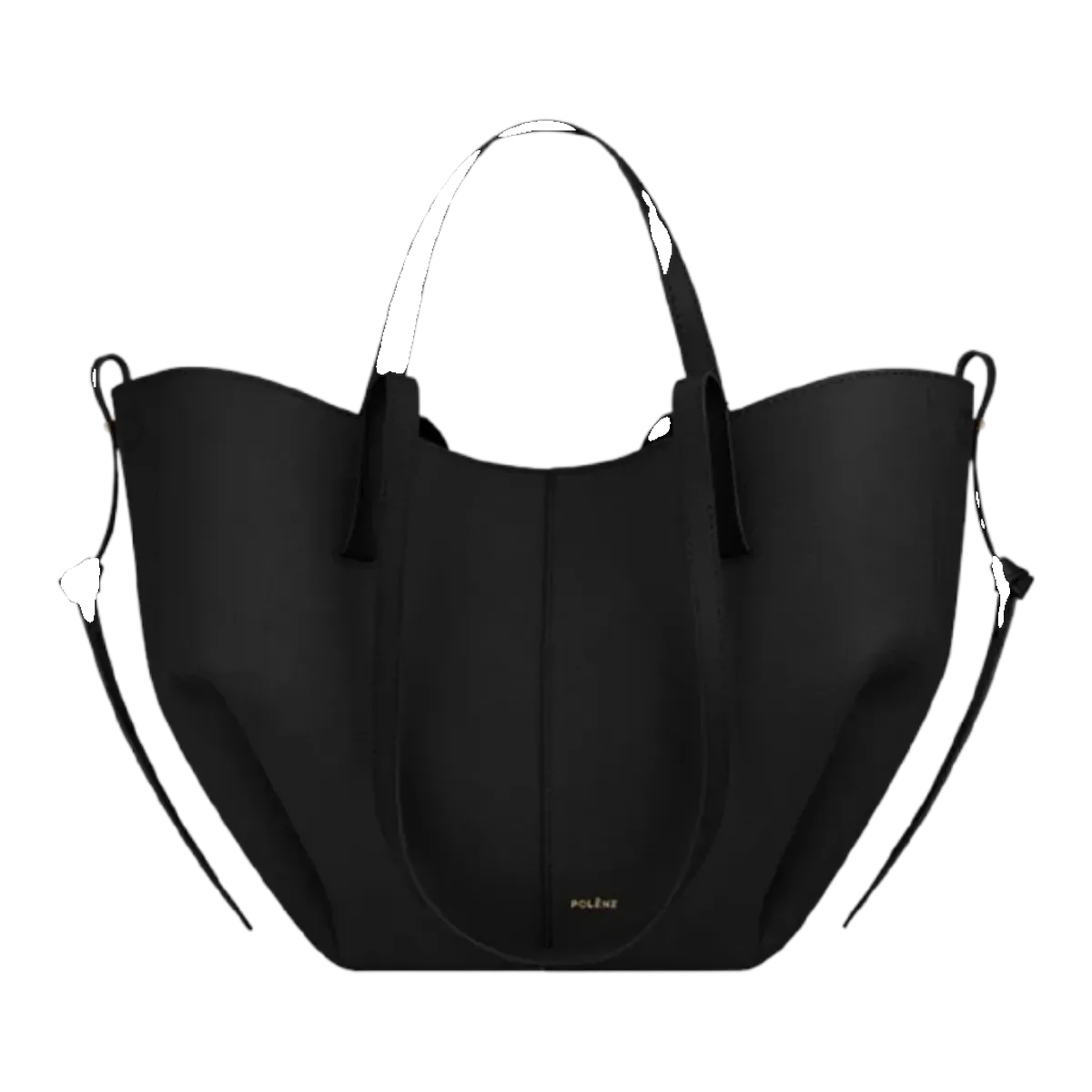 Polene Black Leather Tote Bag