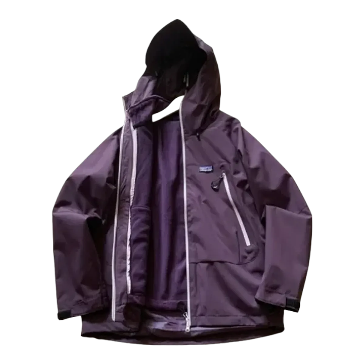 Patagonia Purple Hooded Rain Jacket