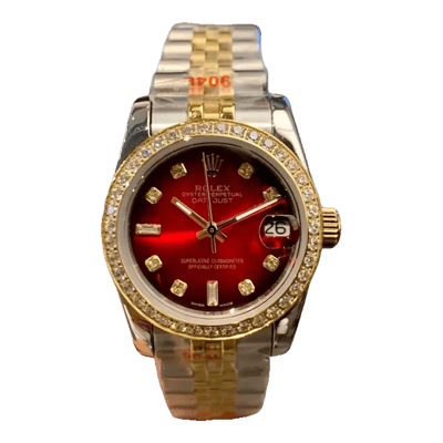 Rolex Watch Red Dial Gold