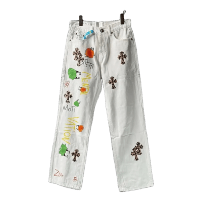 Chrome Hearts Cross Patch Jeans White